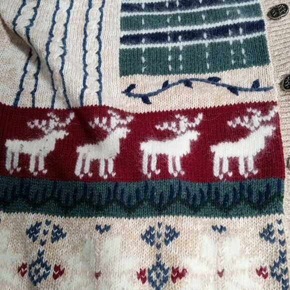VTG North Crest Embroidered Cardigan Sweater L Winter Holiday Cabincore  Cottage - Picture 7 of 9